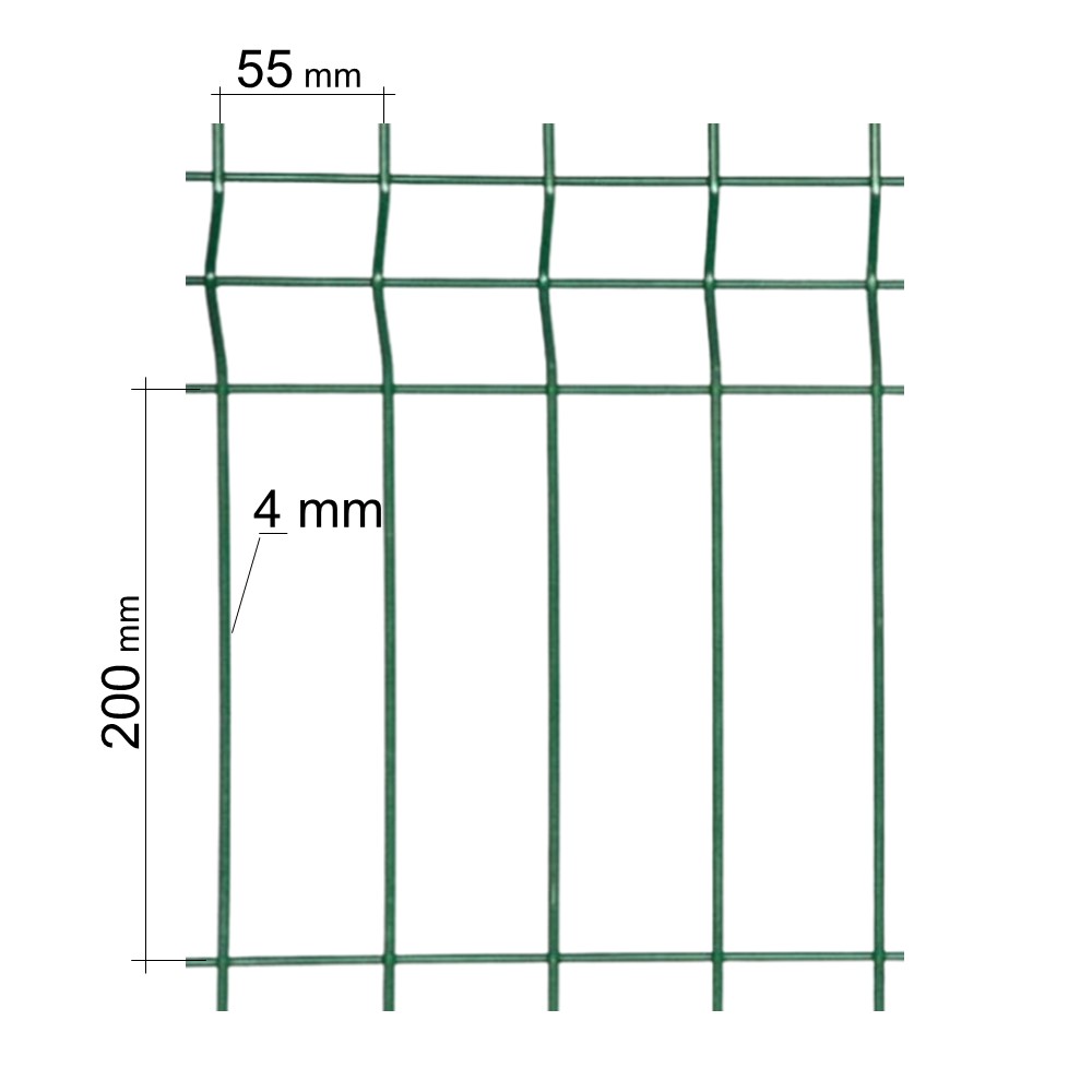 Plotový panel 3D eko, výška 1230 mm, oko 55 x 200 mm, zelený
