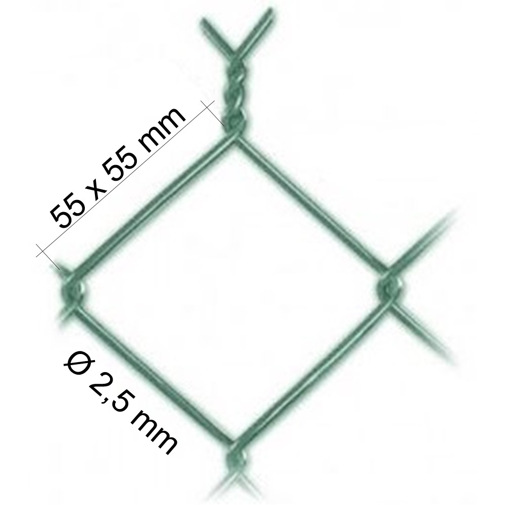 Pletivo štvorhranné ZN+PVC, výška 1000 mm, oko 55 x 55 mm, 25 m