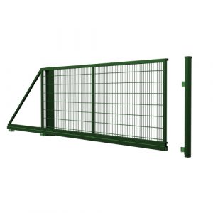 Brána samonosná posuvná, bez pohonu, výplň 2D panel, zelená