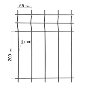 Plotový panel 3D strong, výška 1530 mm, oko 55 x 200 mm, antracit